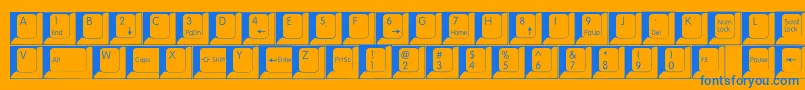 Spslkeys-Schriftart – Blaue Schriften auf orangefarbenem Hintergrund