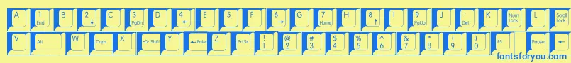 フォントSpslkeys – 青い文字が黄色の背景にあります。