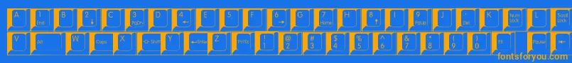 フォントSpslkeys – オレンジ色の文字が青い背景にあります。