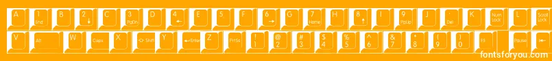 Saiba mais sobre a fonte Spslkeys Fonte Spslkeys – fontes brancas em um fundo laranja