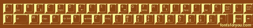 Spslkeys-Schriftart – Gelbe Schriften auf braunem Hintergrund