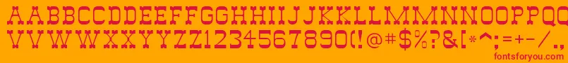 Drygulchflf-Schriftart – Rote Schriften auf orangefarbenem Hintergrund