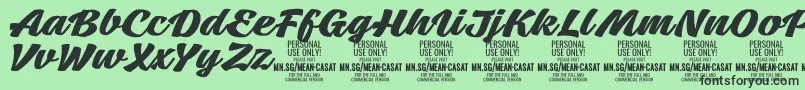Czcionka MeancasatboldPersonalUse – czarne czcionki na zielonym tle