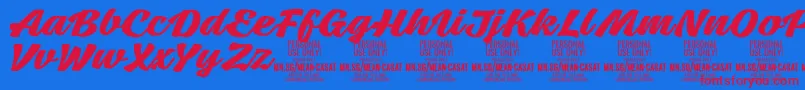 MeancasatboldPersonalUse Font – Red Fonts on Blue Background