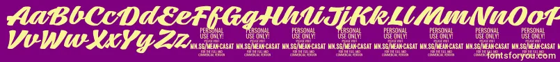 MeancasatboldPersonalUse Font – Yellow Fonts on Purple Background