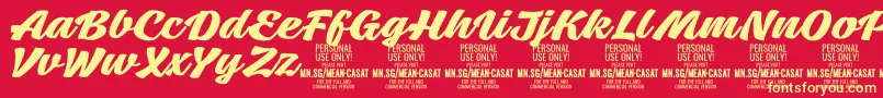 MeancasatboldPersonalUse Font – Yellow Fonts on Red Background