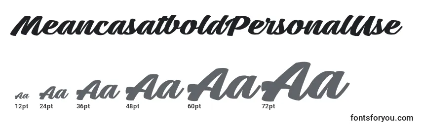 MeancasatboldPersonalUse Font Sizes