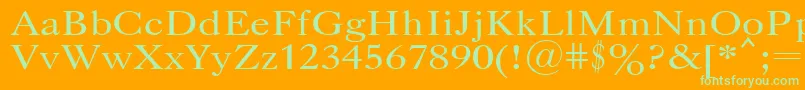 CaslonPlain.001.001-Schriftart – Grüne Schriften auf orangefarbenem Hintergrund