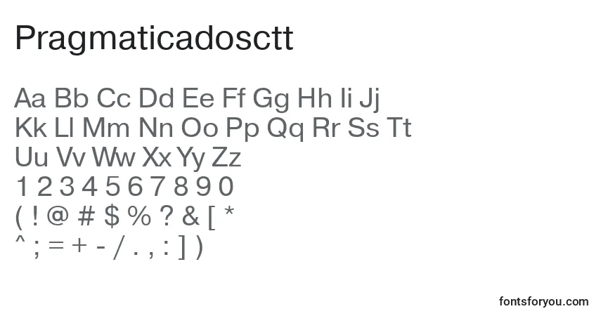 Pragmaticadosctt-fontti – aakkoset, numerot, erikoismerkit