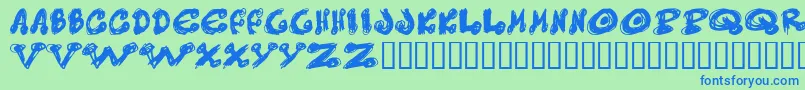 Messy Font – Blue Fonts on Green Background