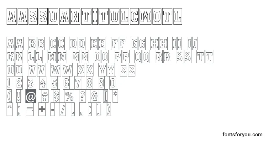 A fonte AAssuantitulcmotl – alfabeto, números, caracteres especiais