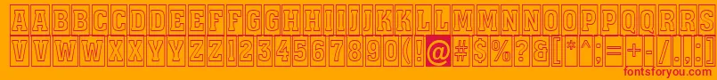 AAssuantitulcmotl-Schriftart – Rote Schriften auf orangefarbenem Hintergrund