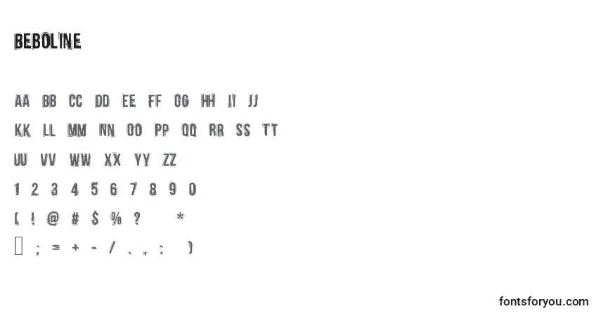 Schriftart Beboline – Alphabet, Zahlen, spezielle Symbole