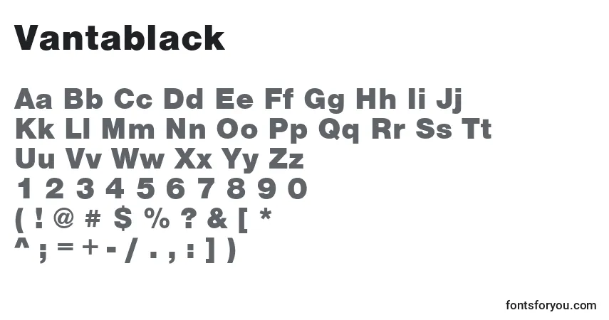 A fonte Vantablack – alfabeto, números, caracteres especiais