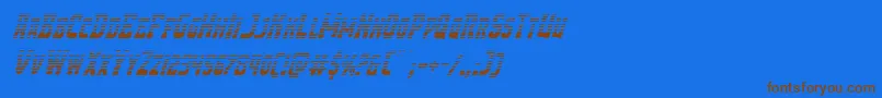 フォントDemonpriestgradital – 茶色の文字が青い背景にあります。