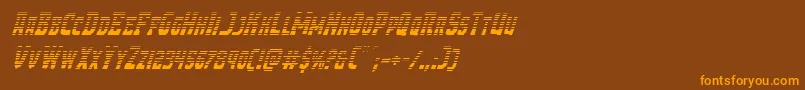 フォントDemonpriestgradital – オレンジ色の文字が茶色の背景にあります。