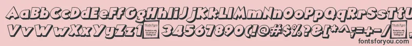 フォントAngellaOutlineItalicDemo – ピンクの背景に黒い文字