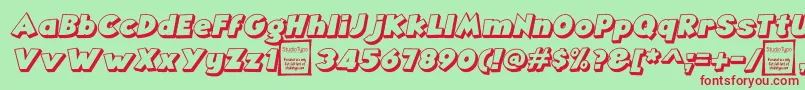 AngellaOutlineItalicDemo Font – Red Fonts on Green Background