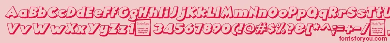 フォントAngellaOutlineItalicDemo – ピンクの背景に赤い文字