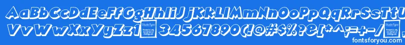 フォントAngellaOutlineItalicDemo – 青い背景に白い文字