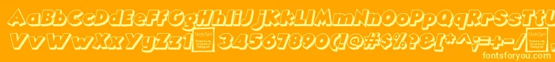 AngellaOutlineItalicDemo-Schriftart – Gelbe Schriften auf orangefarbenem Hintergrund