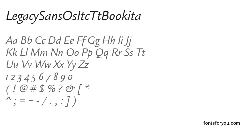 Czcionka LegacySansOsItcTtBookita – alfabet, cyfry, specjalne znaki