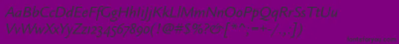 LegacySansOsItcTtBookita-fontti – mustat fontit violetilla taustalla