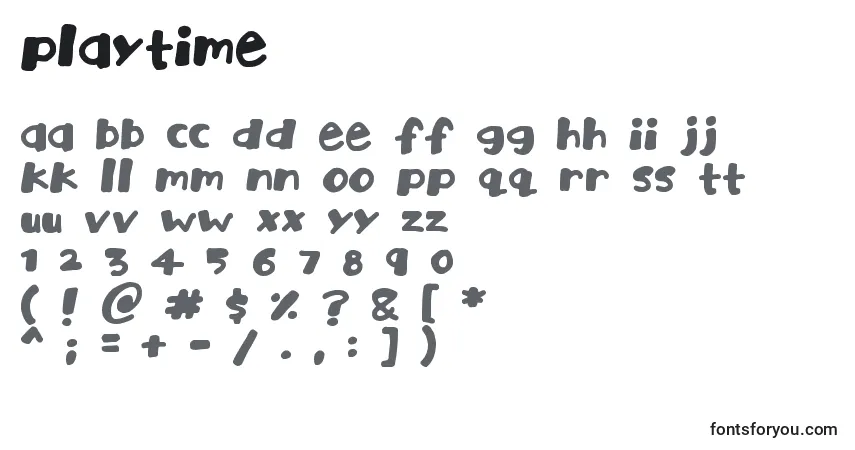 A fonte Playtime – alfabeto, números, caracteres especiais