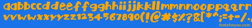 フォントPlaytime – オレンジ色の文字が青い背景にあります。