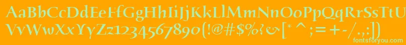 HumanaSerifItcMedium-Schriftart – Grüne Schriften auf orangefarbenem Hintergrund