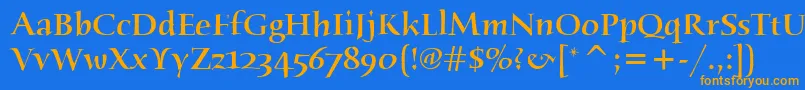 HumanaSerifItcMedium Font – Orange Fonts on Blue Background