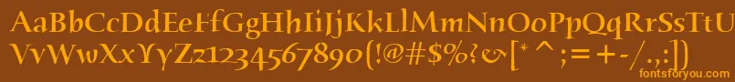 Police HumanaSerifItcMedium – polices orange sur fond brun