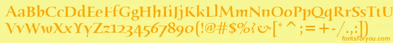 HumanaSerifItcMedium-Schriftart – Orangefarbene Schriften auf gelbem Hintergrund