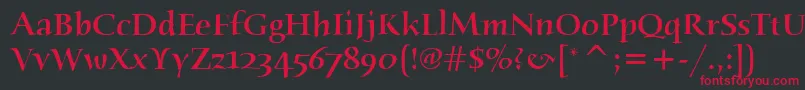 HumanaSerifItcMedium Font – Red Fonts on Black Background