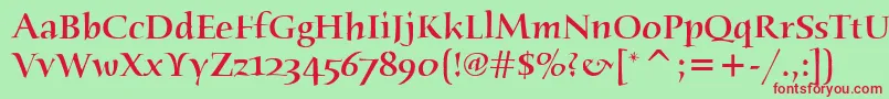 HumanaSerifItcMedium Font – Red Fonts on Green Background