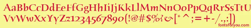 HumanaSerifItcMedium Font – Red Fonts on Yellow Background
