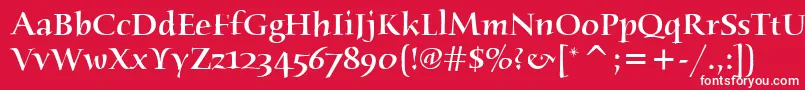 フォントHumanaSerifItcMedium – 赤い背景に白い文字