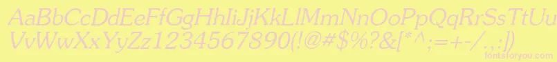 Souvi-fontti – vaaleanpunaiset fontit keltaisella taustalla