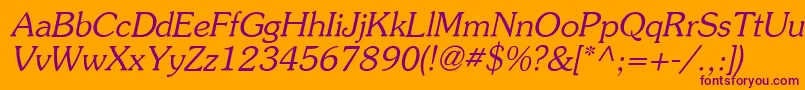 Souvi-Schriftart – Violette Schriften auf orangefarbenem Hintergrund