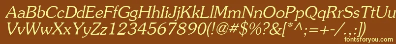 Souvi-fontti – keltaiset fontit ruskealla taustalla