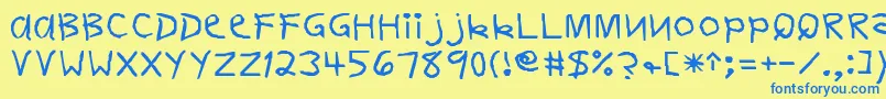 フォントFirstgraderNormal – 青い文字が黄色の背景にあります。