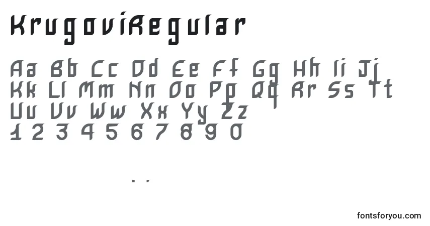 Czcionka KrugoviRegular – alfabet, cyfry, specjalne znaki
