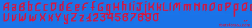 フォントKrugoviRegular – 赤い文字の青い背景