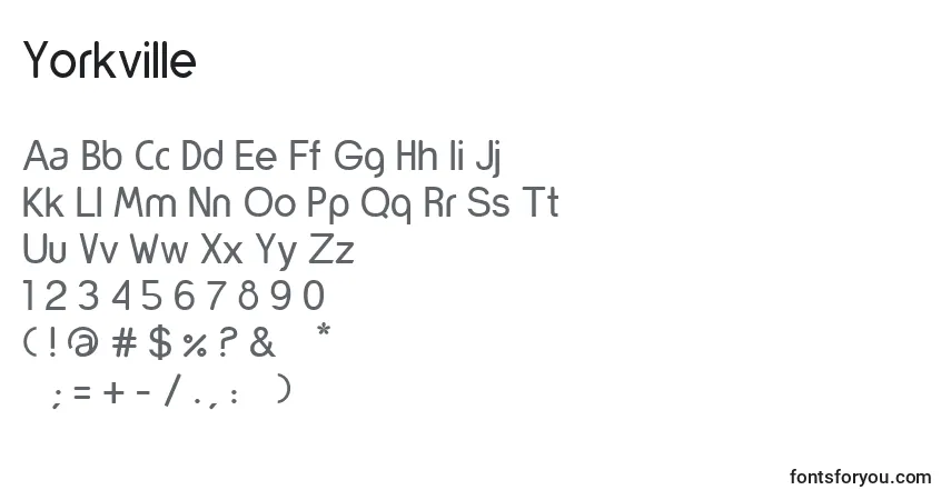 Шрифт Yorkville – алфавит, цифры, специальные символы