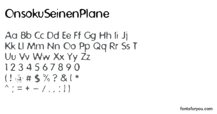 A fonte OnsokuSeinenPlane – alfabeto, números, caracteres especiais