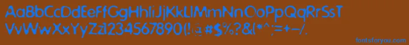 Fonte OnsokuSeinenPlane – fontes azuis em um fundo marrom