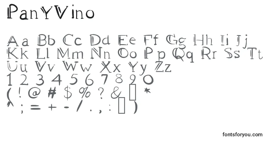 Schriftart PanYVino – Alphabet, Zahlen, spezielle Symbole