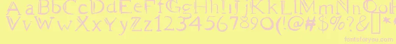 フォントPanYVino – ピンクのフォント、黄色の背景