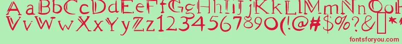 フォントPanYVino – 赤い文字の緑の背景