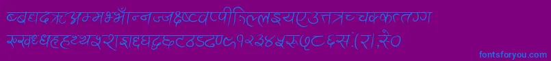 フォントAnandaAkchyar – 紫色の背景に青い文字